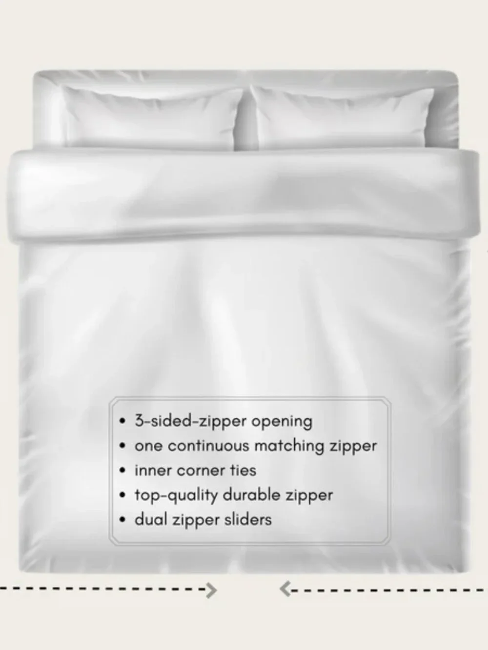 BEDDLEY white queen cotton duvet cover 3 sided zipper